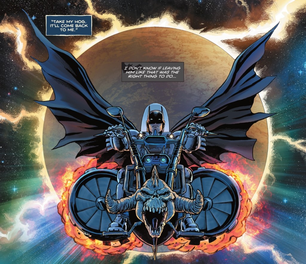 Batman riding Lobo's motorcycle through space. Doesn't get much better does it?